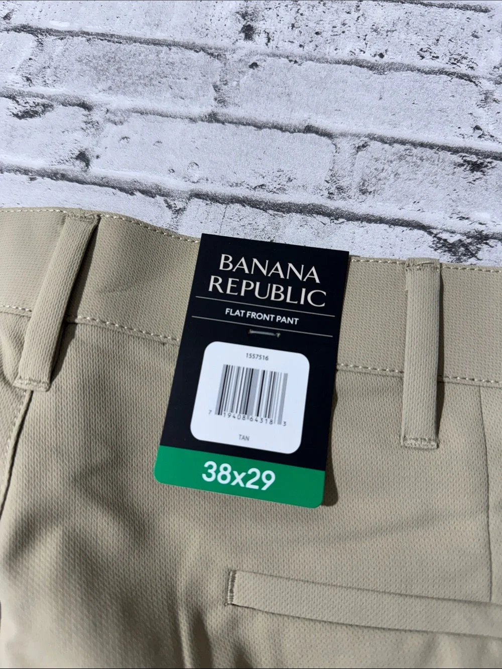 NEW Banana Republic mens 38x29 khaki tan slim fit performance flat front pants